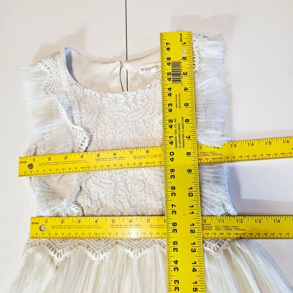 Nannette White Lace & Ruffle Layered Sleeveless Party Dress Girl Size 12 3707 - Picture 6 of 9